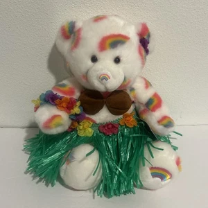 Limited Summer Hugs 2009 White W/ Rainbow Plush Build-a-Bear In Hula Outfit! EUC - Picture 1 of 11