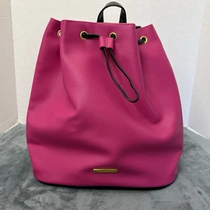Y2kJuicy Couture Hot Pink Kordelzug Eimer Rucksack Gold Hardware Schwarz Riemen - Bild 1 von 12