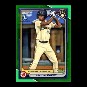 2024 Bowman Draft Braylon Payne 1st Green Border Paper #BD-72 Brewers RC 72/99 - Picture 1 of 2