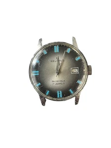 Vintage Helbros Invincible 17 Jewels Herren Armbanduhr Silber Gehäuse Datum - Bild 1 von 2