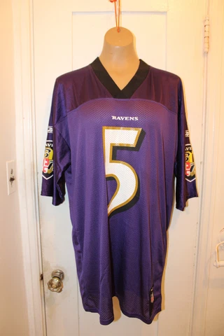 REEBOK NFL Equipment Baltimore Ravens NFL Joe Flacco #5 Men's Large Jersey Cover