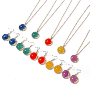 925 Silver Plated Shinny Moon Star Galaxy Drop Earring Stud Necklace Set Gift - Picture 1 of 6