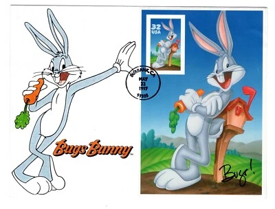 1997 Bugs Bunny 3138c imperf booklet panel First Day Cover Color Copy Cachet - Image 1 of 2
