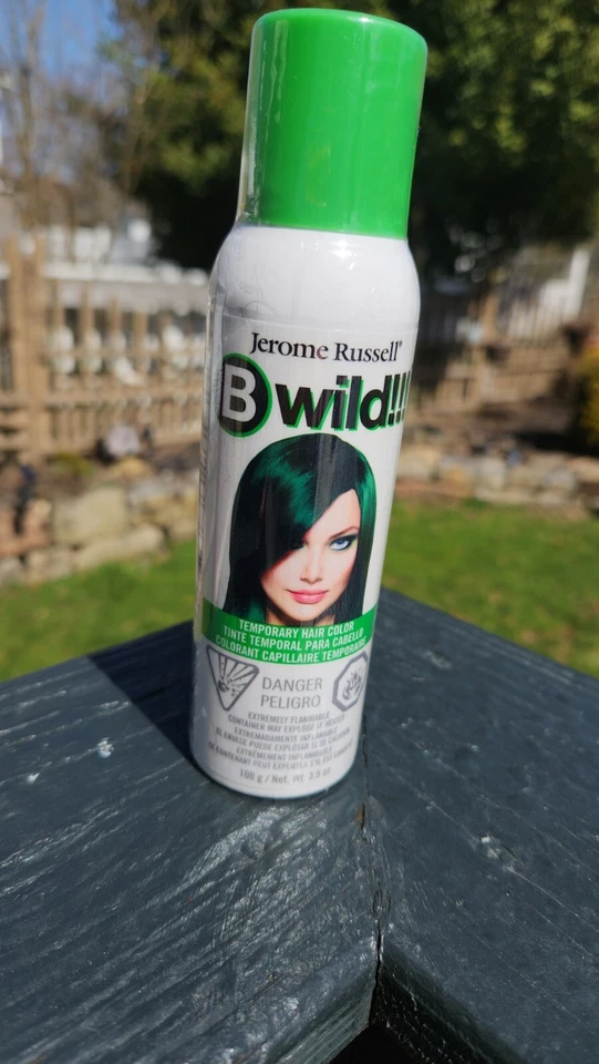 B Wild!! Color de cabello temporal, 3,5 oz, spray verde jaguar en lavado Foto 1 de 4