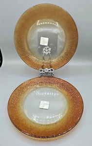2 Libbey Dinner Plates Ombre Glass Copper Gold toned fade to clear center - Picture 1 of 6