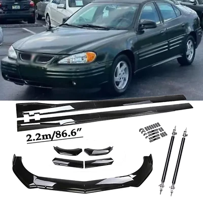 For Pontiac Grand Front Bumper Lip Splitter Body Kit Side Skirts Gloss Black Foto 1 de 4