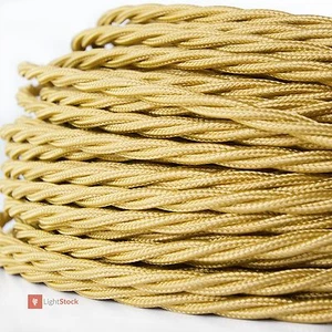 Cable textil trenzado oro 3x0,75 mm² de producción europea - Imagen 1 de 3