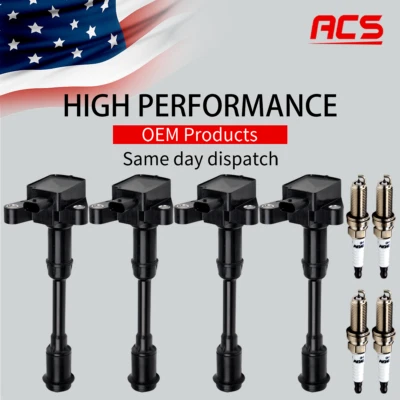 4X OEM Ignition Coil + Iridium Spark plugs For Ford Fiesta Transit Connect UF674 - Image 1 of 4