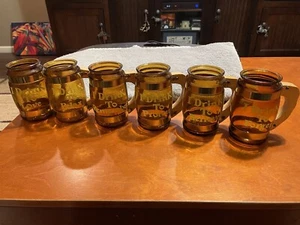 Beer mug set with Wood handles 6 total. Different saying on each glass. - Picture 1 of 11