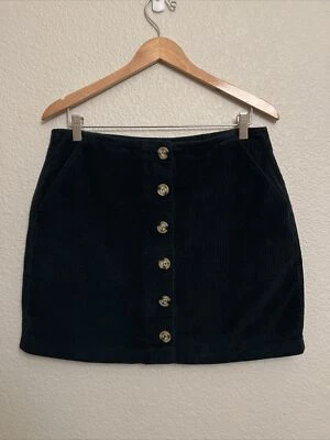 Falda con botones de pana verde bosque almacén hada grunge casa costera Foto 1 de 4