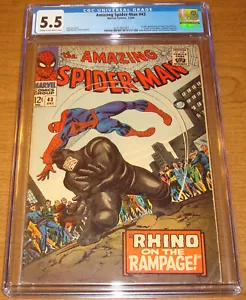 December 1966 Marvel Comics Amazing Spider-Man #43 Peter + MJ 1st Date CGC 5.5 - Picture 1 of 4