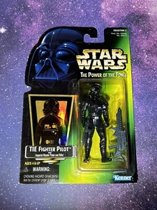 Figura de acción Kenner Star Wars POTF 1997 TIE Fighter Pilot tarjeta verde - Imagen 1 de 4