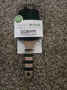 Conair Classic Wood Detangle & Style Paddle Brush Great for Thick Hair - Picture 1 of 2