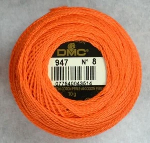DMC Perle (Pearl) No.8 Cotton 10g Ball 80m Colour 947 BURNT ORANGE - Imagen 1 de 1