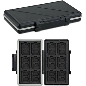 Water-Resistant Memory Card Case Storage Holder fits 12 SD +24 Micro SD TF Cards - Picture 1 of 11