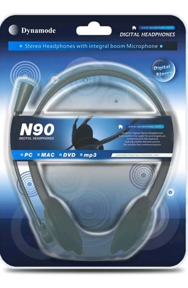 Brand New Sealed Dynamode N90 Stereo Headphones with boom Mic PC/MAC VoIP Ready - Image 1 of 4