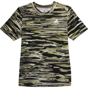 Adidas Boys Liquid Camo Green Cotton Shirt Small 8/10 Short Sleeve New - Picture 1 of 4