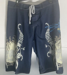 BILLABONG mens factory stretch skull graphic swim board shorts blue size 34 - Picture 1 of 6
