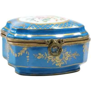 Kommode Schatulle 19. Jh. SERVIERT feines Porzellan blau - Bild 1 von 15