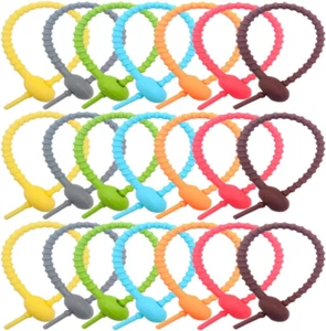 21 Stück Bunte Silikon Silikon-Spiralbinder, Wiederverwendbar Kabelbinder, Mehrz - Bild 1 von 12