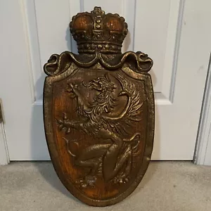 Royal English Scottish Coat Of Arms Shield Rampant Lion Plaque Crest Resin - Bild 1 von 18