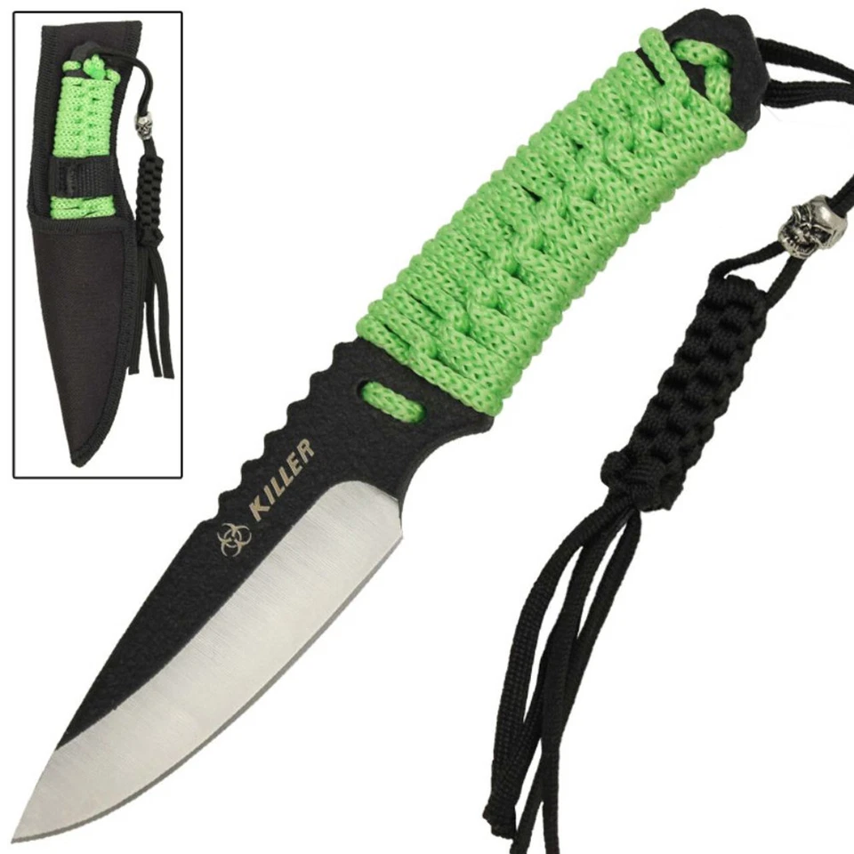 Cuchillo de punto de caída de acero anodizado de emergencia para exteriores Killer - con funda de nailon Foto 1 de 4