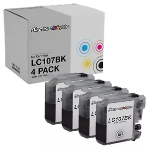 4PK LC-107BK for Brother LC107 XXL BLACK Super HY Ink Cartridge MFC-J4310D J4410 - Picture 1 of 7