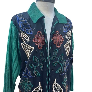 Cardigan maglione seta vintage anni 90 IB Diffusions art to wear taglia small - Foto 1 di 6