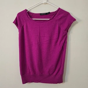 Lauren Pullover Kurzarm Damen Medium Seidenmischung Magenta Rosa - Bild 1 von 6