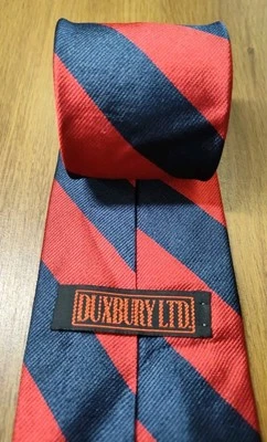 Corbata de seda REPP a rayas rojas azules vintage Duxbury Ltd. para hombre 57x3,5" Foto 1 de 4