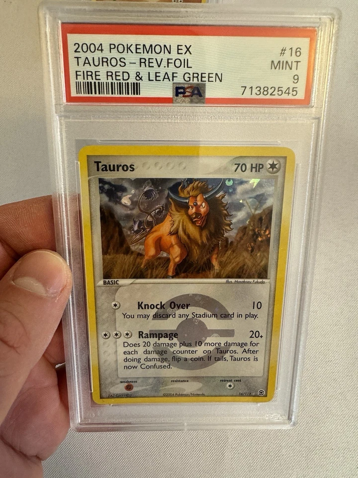 2004 Pokemon Tauros Reverse Holo Rare EX Fire Red & Leaf Green 10/108 PSA 9 Mint - Image 1 of 4