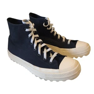 Sneakers alte Converse All Star nere Chuck Taylor Lift Ripple taglia 9,5 Lug - Foto 1 di 10