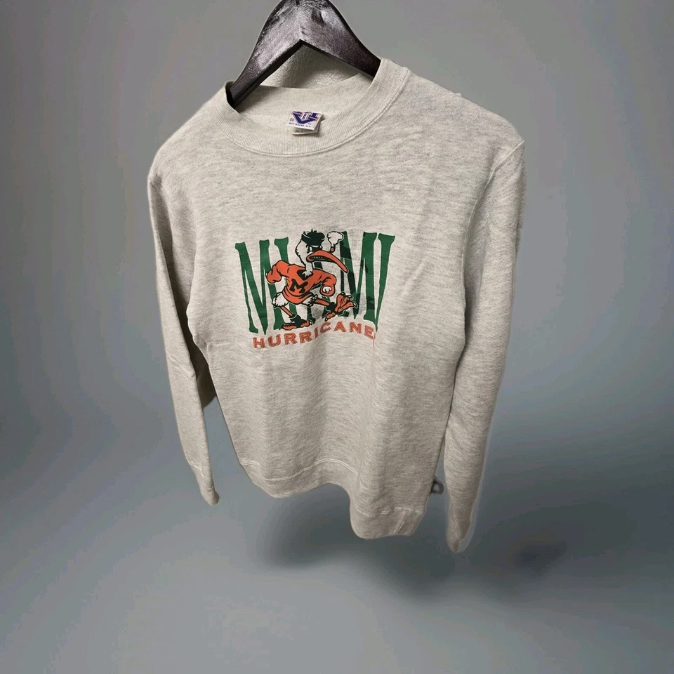 Винтажная молодежная толстовка Miami Hurricanes Crewneck XL серая сделано в США - Изображение 1 из 4