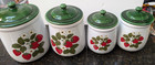 Vintage 4 SET Retro McCoy USA Strawberry Fields Country Canisters Jar Kitchen