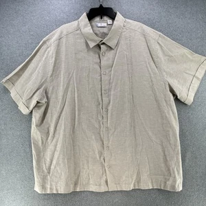 Cafe Luna Mens Button Shirt 3XL XXXL Linen Blend Gray Short Sleeve Camisa - Picture 1 of 9