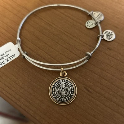 Новый с Ярлыками Alex and Ani «US ARMY» серебро/золото военный герб браслет с брелоками - Изображение 1 из 4