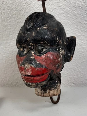 Antique Ventriloquist Carved Wood Dummy Figure Monkey Head 19th Century Carnival - Image 1 of 4