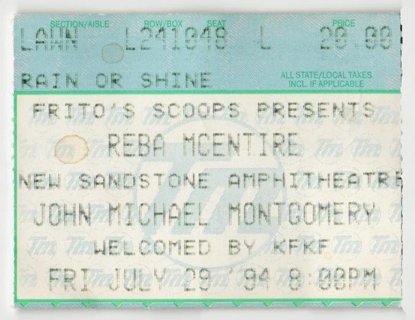 Винтажный концертный билет 1994 Reba McEntire заглушка Bonner Springs KS - Изображение 1 из 1