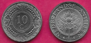 NETHERLANDS ANTILLES 10 CENTS 2012 UNC ORANGE BLOSSOM WITHIN CIRCLE,VALUE WITHI - Picture 1 of 1