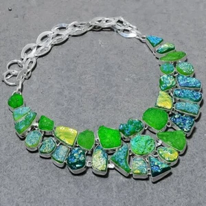 Green Titanium Druzy Gemstone Handmade Fashion Gift Jewelry Necklace 18" SR 6724 - Picture 1 of 6