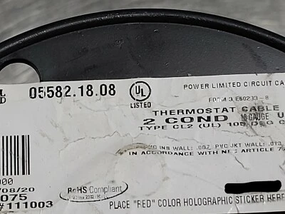Cable termostato sólido Carol 05582 18/2C 18awg 2 conductores marrón/50 pies Foto 1 de 4