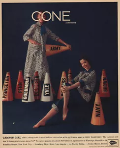 1957 Cono Velluto a coste: Campus Girl pubblicità stampa d'epoca - Foto 1 di 1
