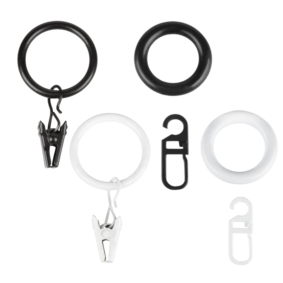 Gardinenringe LOFT Klammern Haken Gardinen Ringe für ROLLMAXXX Gardinienstange - Bild 1 von 1