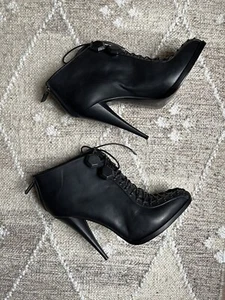 Givenchy Riccardo Tisci Black Leather Lace Up Ankle Boots 39.5 fit small - Picture 1 of 18
