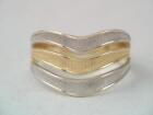 GORGEOUS  14K WHITE & YELLOW GOLD WIDE WAVE BAND RING sz 7 3/4