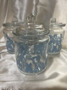 Vintage Zestaw do pokoju dziecięcego Baby Boy Niebieskie szklane pojemniki