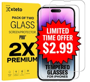 2X Tempered Glass Screen Protector For iPhone 16 15 14 13 12 11 XR Pro Max Plus - Picture 1 of 57
