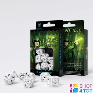 Set De Dados Élfico Blanco Y Negro Juegos De Rol Q-Workshop Dnd Rpg Nuevo - Imagen 1 de 2
