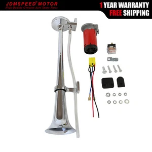 150db Chrome Super Loud Single Trumpet Air Horn Kit Truck Lorry Boat Train 12V - Picture 1 of 16