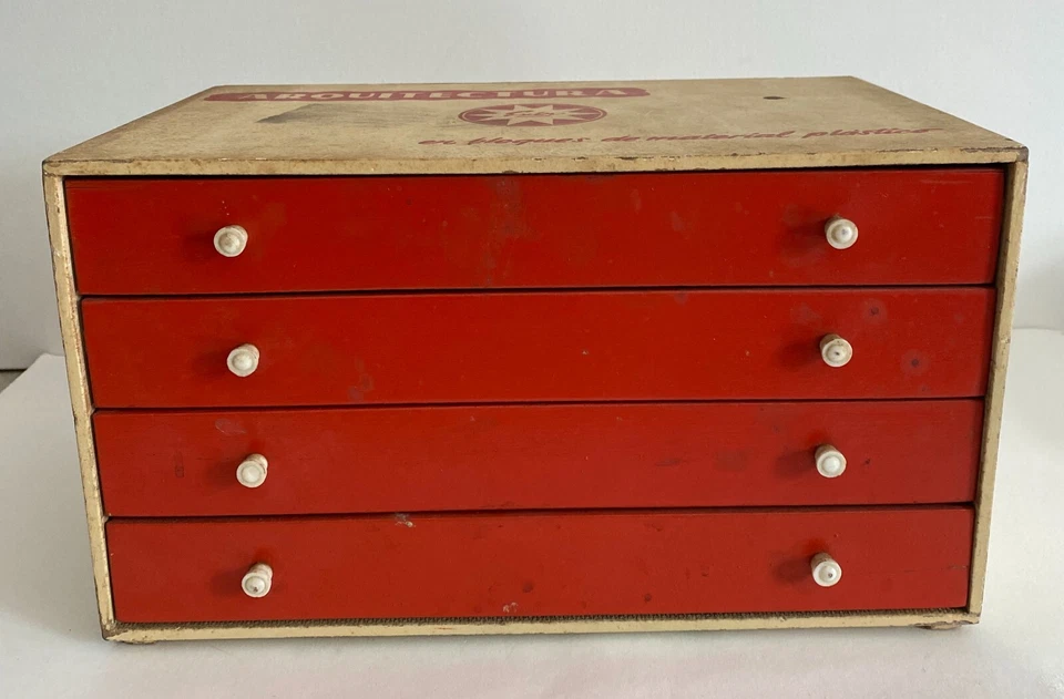 Vintage Lego Exin Arquitectura Castillos Architecture Castle Blok Block Wood Box - Image 1 of 4